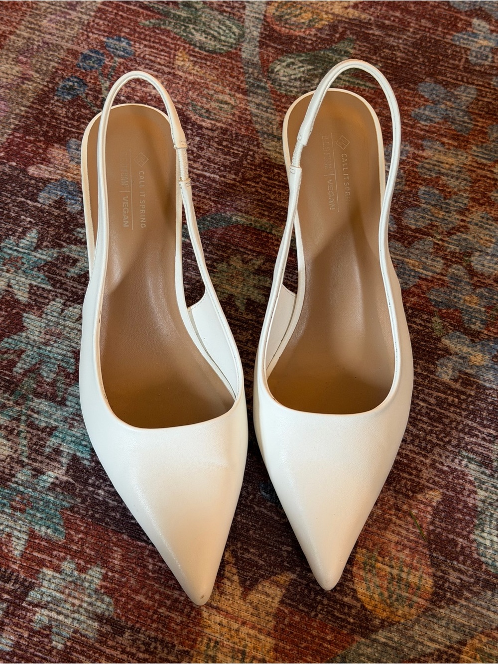 Call It Spring White Pointed Slingback Heels